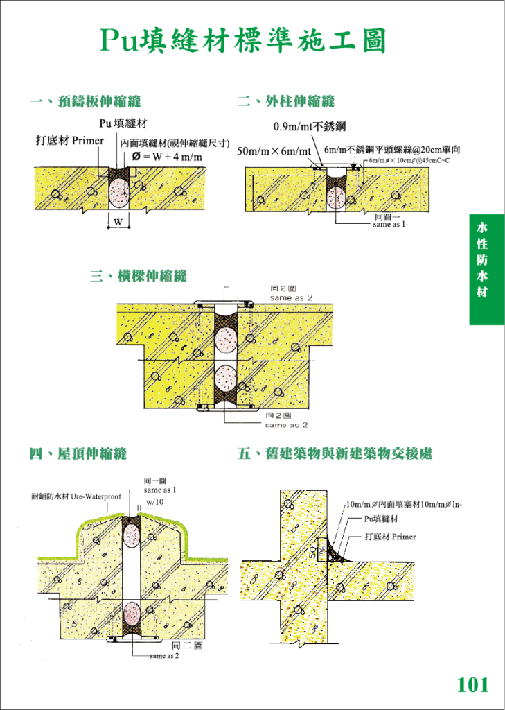 PU填縫材標準施工圖